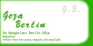 geza berlin business card